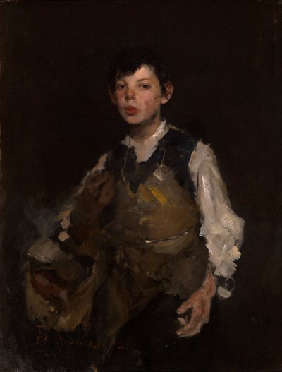 Fluitende jongen door Frank Duveneck